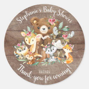 Woodland Friends Baby shower Favor Ronde Sticker