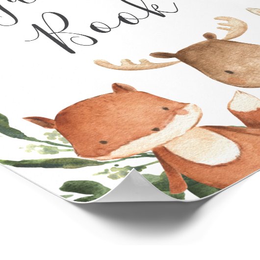 Woodland Friends Baby shower Guestbook Sign Poster (Hoek)