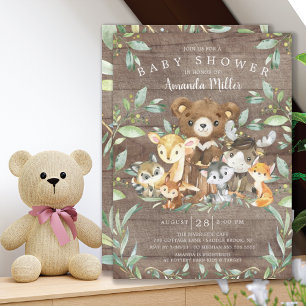Woodland Friends Baby shower Invitation Kaart