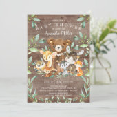 Woodland Friends Baby shower Invitation Kaart (Staand voorkant)