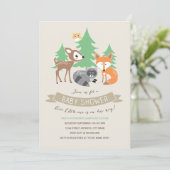 Woodland Friends Baby shower Invite Kaart (Staand voorkant)
