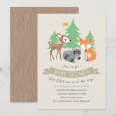 Woodland Friends Baby shower Invite Kaart (Voorkant / Achterkant)