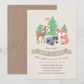 Woodland Friends Baby shower Invite Kaart (Voorkant / Achterkant)