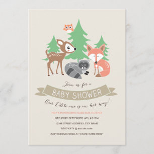 Woodland Friends Baby shower Invite Kaart