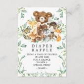 Woodland Friends Baby shower Luier Raffle ticket Informatiekaartje (Voorkant)