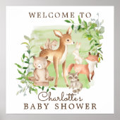 Woodland Friends Baby shower Welcome Poster (Voorkant)