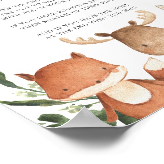 Woodland Friends Baby shower Zeg geen Baby Sign Poster (Hoek)