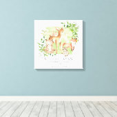 Woodland Friends Birth Stats Canvas Afdruk (Insitu (Houten vloer))