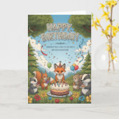 Woodland Friends Birthday Celebration Card Kaart (Gele Bloem)