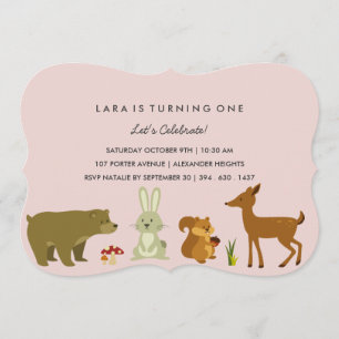 Woodland Friends Birthday Invitation Kaart