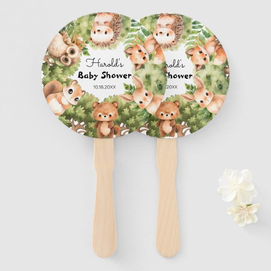 Woodland Friends Boy Baby shower Handwaaier (Voorkant en achterkant)