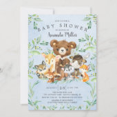 Woodland Friends Boys Baby shower Invitation Kaart (Voorkant)