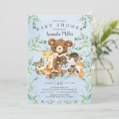 Woodland Friends Boys Baby shower Invitation Kaart (Staand voorkant)