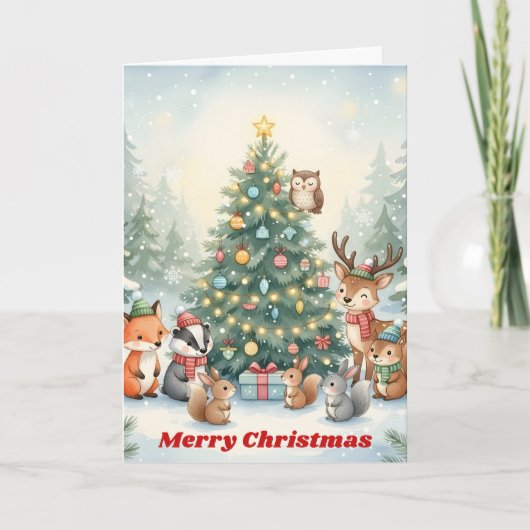 Woodland Friends Christmas Joy Feestdagen Kaart (Voorkant)