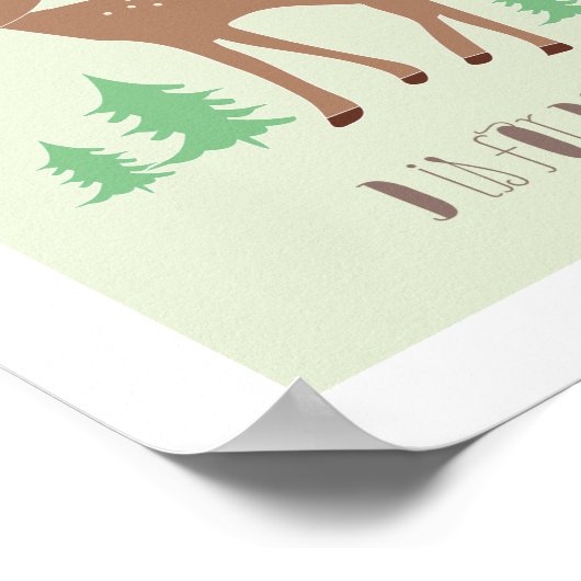 Woodland Friends - D is voor Deer Art Print (Hoek)