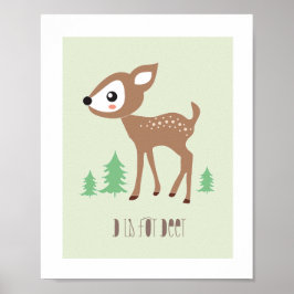 Woodland Friends - D is voor Deer Art Print