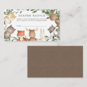 Woodland Friends Diaper Raffle Baby shower Card Informatiekaartje (Voorkant / Achterkant)