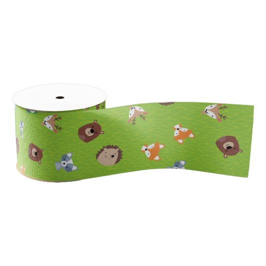 Woodland Friends - Fox Beer Raccoon Hedegel Deer Grosgrain Lint (Spoel)