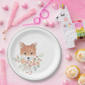 Woodland Friends Fox Floral Green Waterverf Papieren Bordje (Feest)