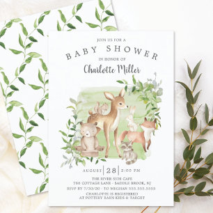 Woodland Friends Gender Neutral Baby shower Kaart