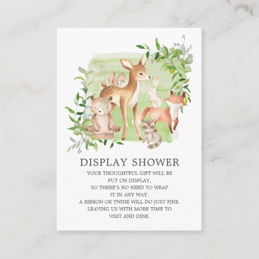 Woodland Friends Gift Display Shower Informatiekaartje (Voorkant)