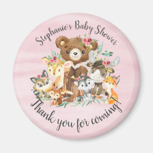 Woodland Friends Girls Baby shower Favor Magneet