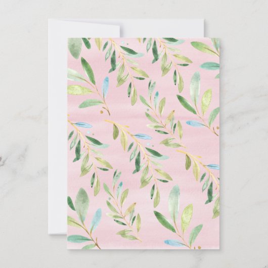 Woodland Friends Girls Baby shower Invitation Kaart (Achterkant)