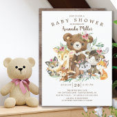 Woodland Friends Girls Baby shower Invitation Kaart