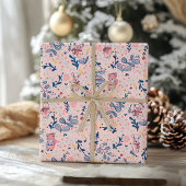 Woodland Friends in Blush Cozy Winter Forest Cadeaupapier