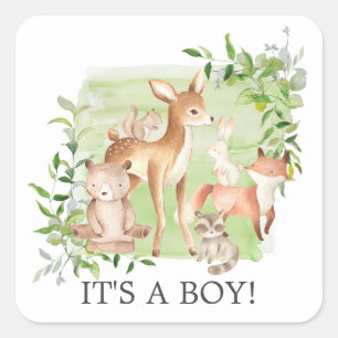 Woodland Friends it'a Boy Favor Sticker