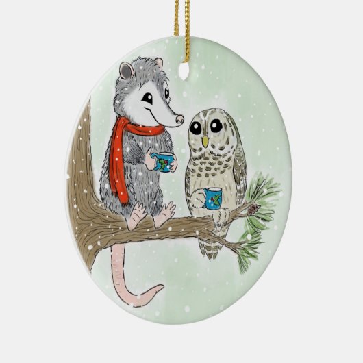 Woodland Friends kerstboomOrnament Keramisch Ornament (Rechts)