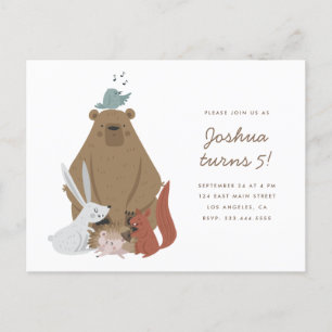 Woodland Friends   Kinderen Birthday Party Uitnodiging Briefkaart