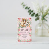 Woodland Friends Meisjes Luier Raffle Ticket Informatiekaartje (Staand voorkant)