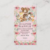 Woodland Friends Meisjes Luier Raffle Ticket Informatiekaartje (Voorkant)