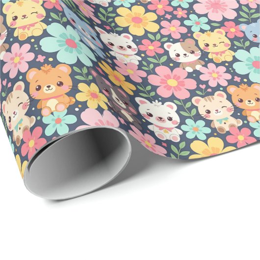 Woodland Friends Parade | Cute Animal Pattern Cadeaupapier (Rol Hoek)