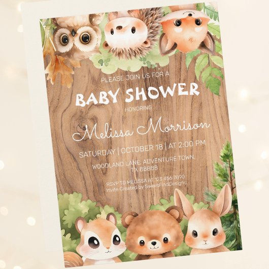 Woodland Friends Reunion Baby shower Kaart
