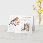 Woodland Friends Robin Eekhoorn Kerstmis Kaart (Gele Bloem)