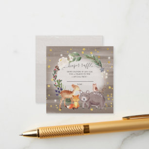 Woodland Friends Sparkle Diaper Raffle Ticket Informatiekaartje