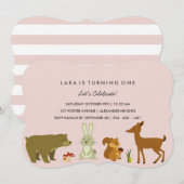 Woodland Friends Verjaardag Uitnodiging (Voorkant / Achterkant)