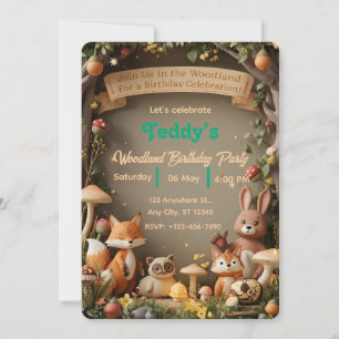 Woodland Friends Verjaardagsuitnodiging – Schattig Kaart