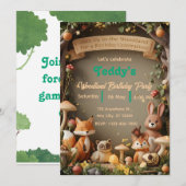Woodland Friends Verjaardagsuitnodiging – Schattig Kaart (Voorkant / Achterkant)