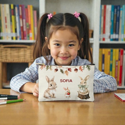 Woodland Friends Watercolor Name Pouch Etui