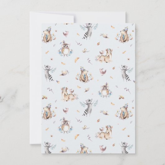 Woodland Friends Wild One Boys 1e verjaardag Invit Kaart (Achterkant)