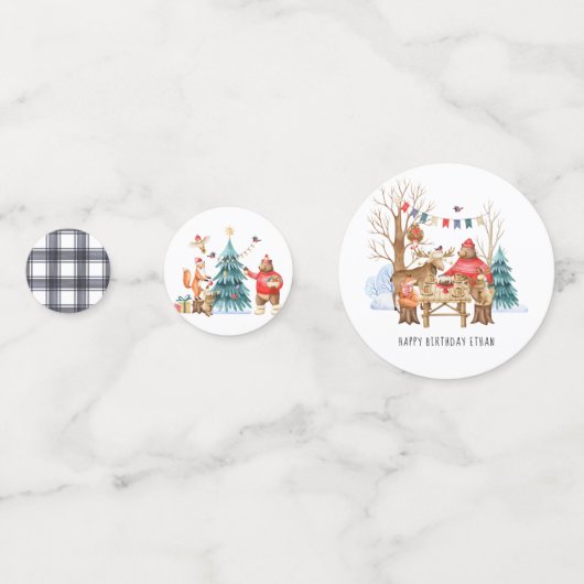 Woodland Friends Winter Birthday Party Confetti (Voorkanten)