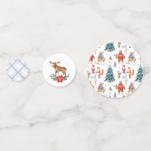 Woodland Friends Winter Birthday Party Confetti (Achterkanten)