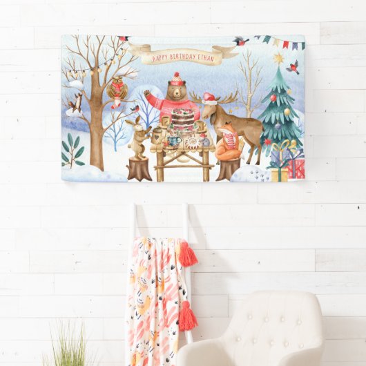 Woodland Friends Winter Birthday Welcome Spandoek (Insitu)