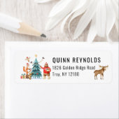 Woodland Friends Winter Kerstfeest Birthday Etiket (Insitu)