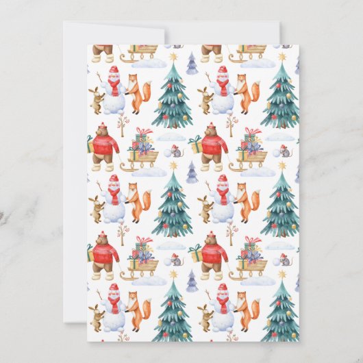 Woodland Friends Winter | Kerstfeestdag Kaart (Achterkant)