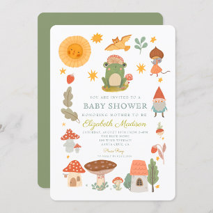 Woodland Frog paddenstoel Baby shower Invitation Kaart