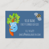 Woodland Fun blue Kinder Party Planner Visitekaart Visitekaartje (Achterkant)